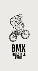 Naklejka premium Illustration Of A BMX Rider Performing In A Freestyle Competition, Minimalist Art