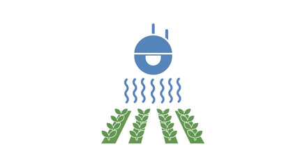 Irrigation system watering green plants.