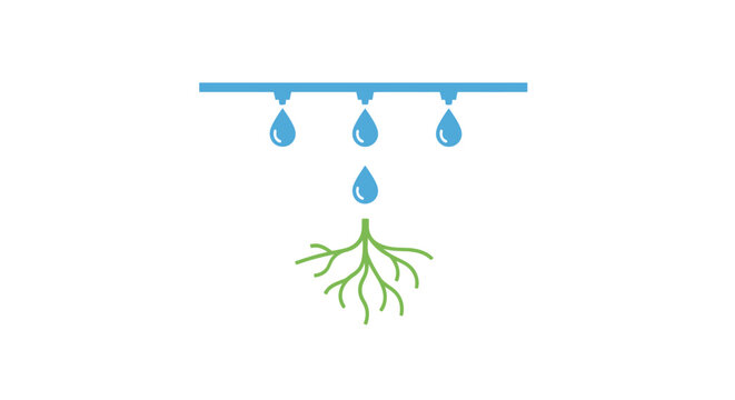 Irrigation system watering plant roots.