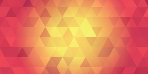 Fototapeta premium Abstract background with vibrant pink and yellow glowing triangle mosaic.