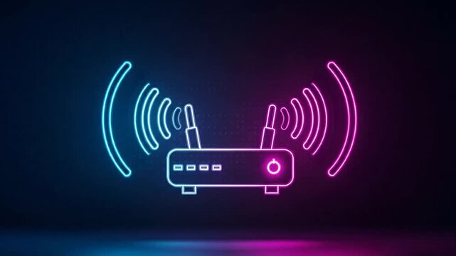 Neon router with wireless signal waves.