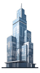 Obraz premium Modern glass skyscraper office building isometric illustration bank city