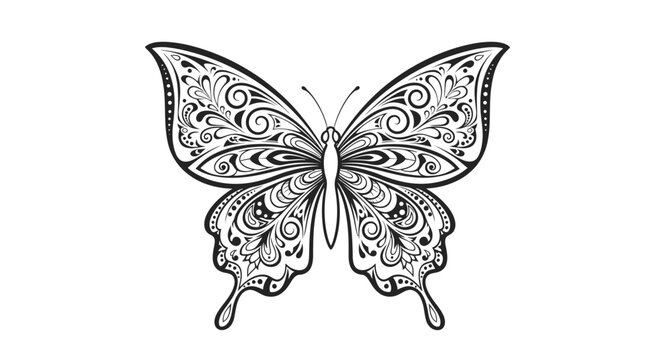 Detailed butterfly with ornate patterns.