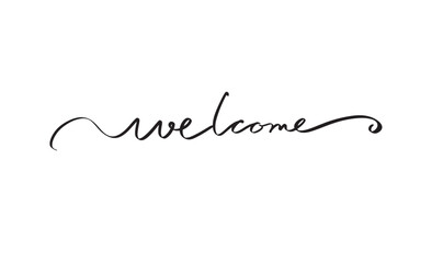 Welcome text font calligraphy hand written lettering script black color object icon welcome hello greeting card happy business vintage welcome congratulation headline welcome label banner poster event © StreetOnCamara