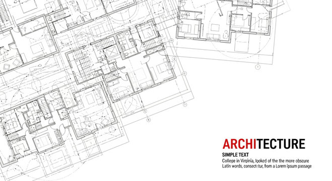 Architecture blueprint with building plans and text