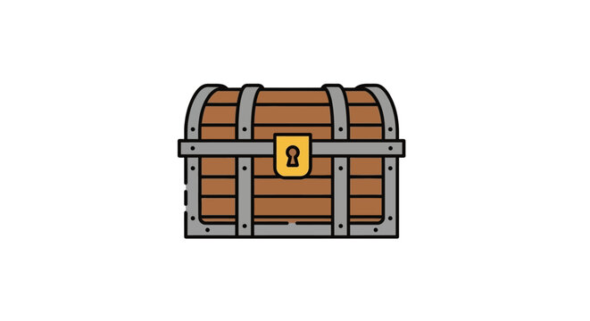 Old wooden treasure chest with lock.