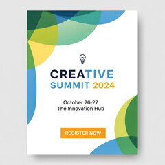 Obraz premium Creative Summit 2024 Poster: Colorful Abstract Curves and Modern Typography.