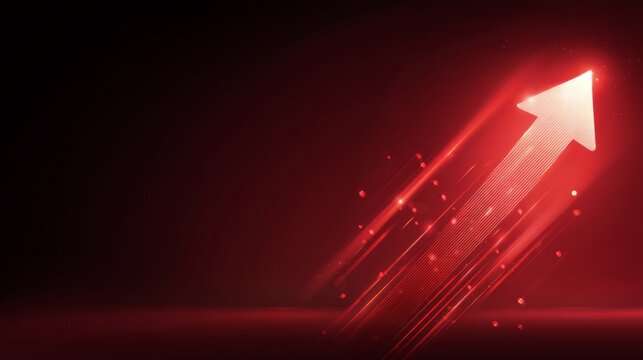 Red Rising Arrow with Light Trails Abstract Background
