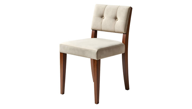 Elegant, upholstered chair with wooden frame, set against a stark black background