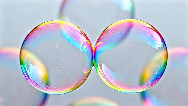 Colorful soap bubbles close up