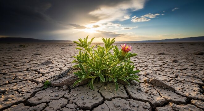 Plant blooming desert sunlight
