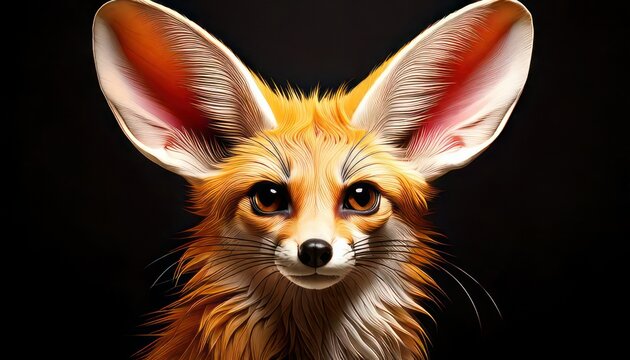 Captivating Portrait of a Fennec Fox with Enormous Ears.