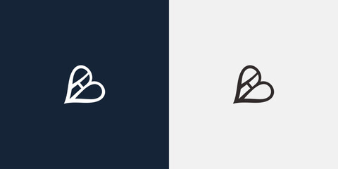 Minimalist heart logo design with letter A and B simple and elegant. © Budi