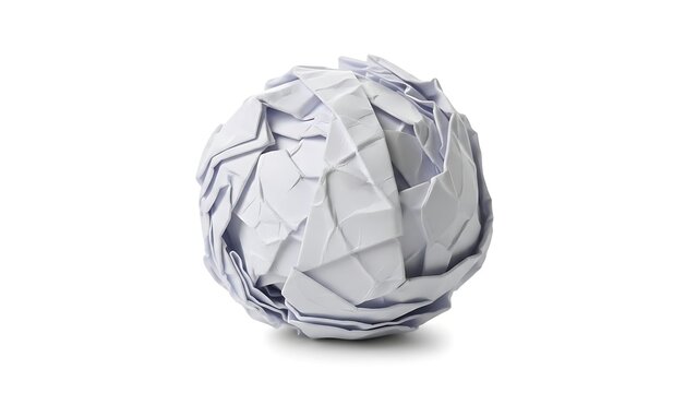 A white and purple origami ball on a plain white background