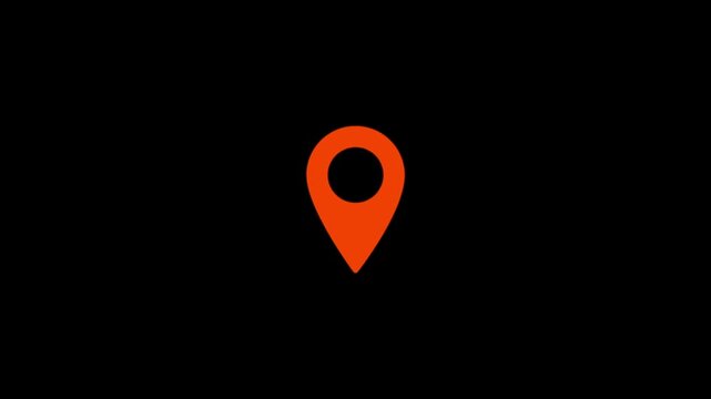 Orange Map Pin on Black Background Location Marker Symbol location map marker navigation symbol