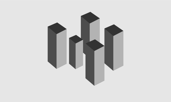 Minimal Isometric 3D Blocks Geometric Abstract Composition
