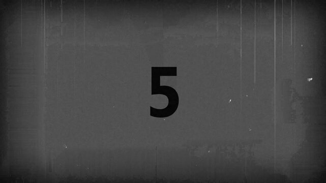 Vintage old movie Retro Style Countdown Timer 10 seconds animation sepia toned with film shake and dust and scratches. Countdown movie from 10 to 0 number