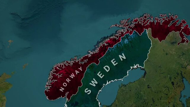 Dynamic map animation of Norway, Sweden, Finland, and Denmark