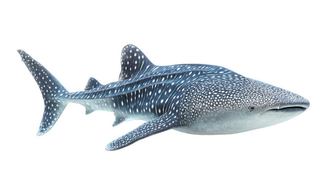 Whale shark swimming, isolated on a white background