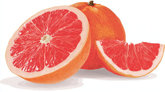Grapefruit vector illustration with grapefruit slice