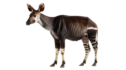 Fototapeta premium Okapi standing, isolated on a white background