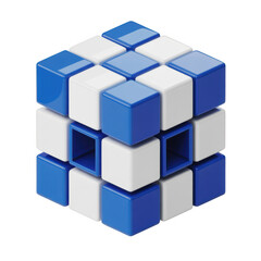 Obraz premium Stunning 3D cube structure with blue and white blocks