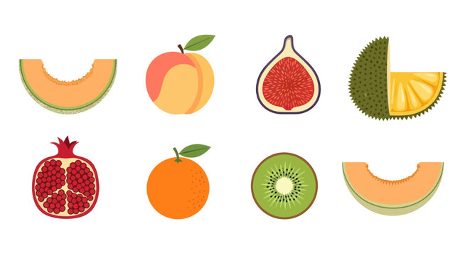 Assortment of fresh fruits isolated on white