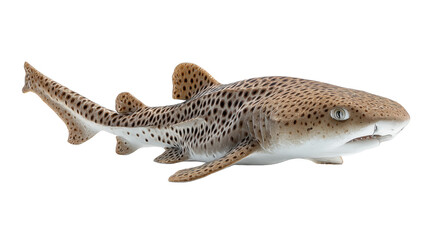 Fototapeta premium Zebra shark swimming, isolated on a white background