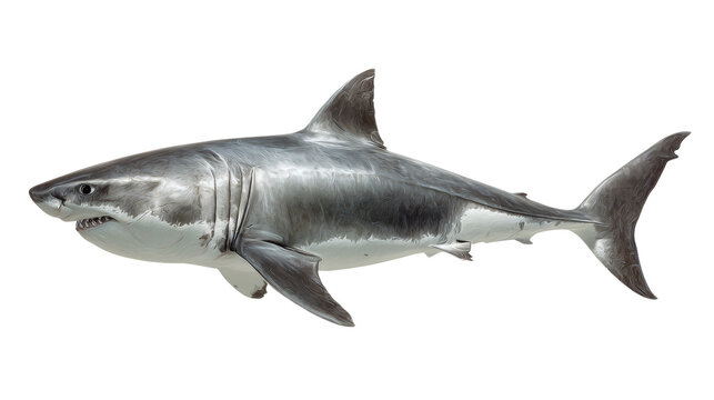 Porbeagle shark side view, isolated on a white background