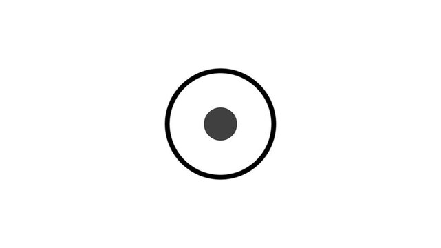 A bright cyan concentric circle with a solid cyan dot in the center against a deep black background symbolizing a target or a focal point in technology or innovation