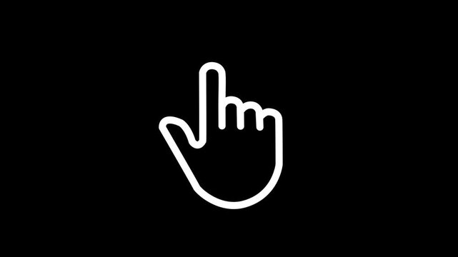 Animated finger touch linear icon. Touchscreen control gesture. Smartphone display. Pointing up. Seamless loop HD video with alpha channel on transparent background. Outline motion graphic animation