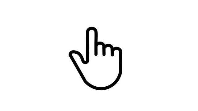 Animated finger touch linear icon. Touchscreen control gesture. Smartphone display. Pointing up. Seamless loop HD video with alpha channel on transparent background. Outline motion graphic animation