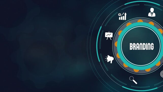 Branding business identity concept, Corporate marketing success strategy, Professional brand management workflow, Strategic organizational growth icons.