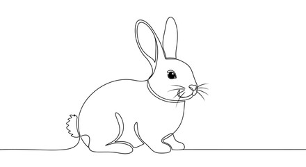 Obraz premium Minimalist line art of a rabbit, continuous stroke drawing, white background