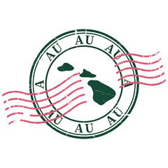 Vintage style postage stamp featuring the island of hawaii s silhouette