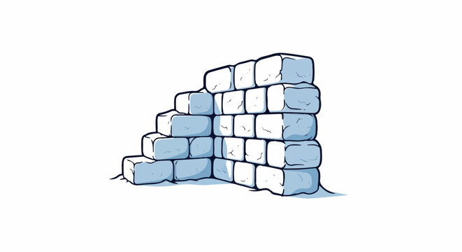 Stylized illustration of a stepped ice block wall with subtle shading