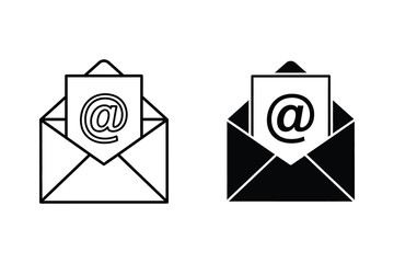 Email Icon with @ Symbol - Communication and Online Messaging Symbol