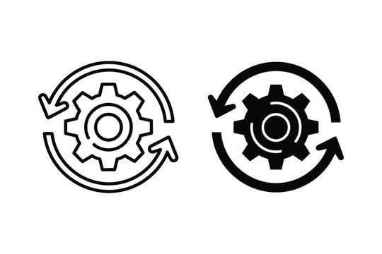 Process Workflow Gear Icon - Business Automation and Cycle Symbol