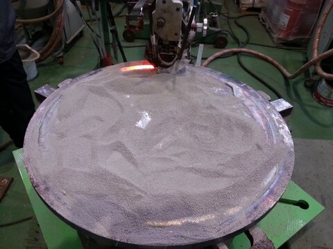 Circular Overlay Weld On Flat Flange Surface Close Up
