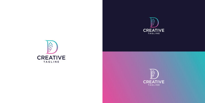 smart bulb logo icon. bulb logo technology. initial logo design D