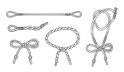 Shoelace Knot and Bow Tie Set with Rope Lace Loops, Decorative Shoe String Knots and Cord Fastening Illustrations © SAHEDUL