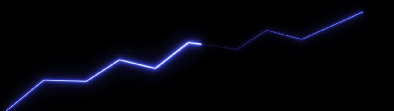 Blue Neon Line Graph Ascending on Black Background