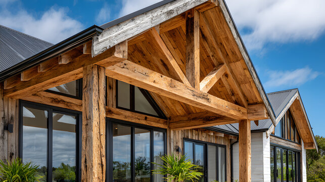Luxury Timber Frame Home with Natural Wood Beams