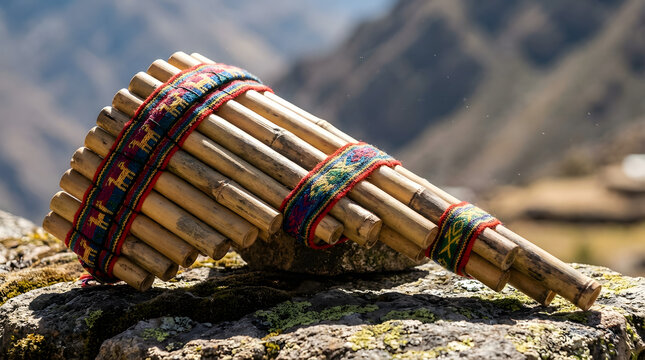 Traditional Andean panpipe instrument