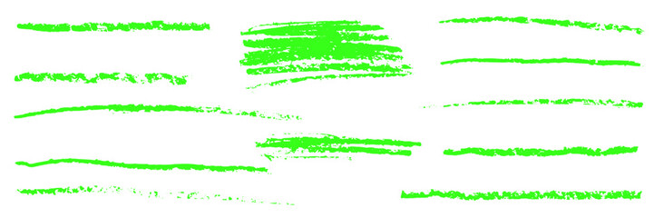 Obraz premium Handdrawn crayon accent underlines. Wax pencils line texture. Childish strokes brush set. Highliter for memo notes. Vector illustration