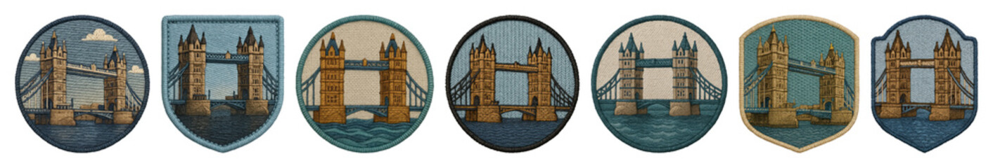 Obraz premium PNG Vintage Tower Bridge emblem designs on transparent background