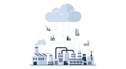 Obraz premium Smart Factory Cloud Integration for Industrial IoT and Digital Manufacturing Automation