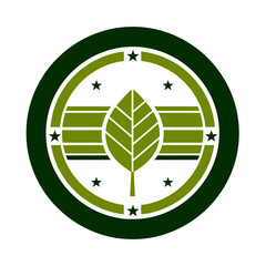 Obraz premium Green Leaf Emblem with Stars and Stripes
