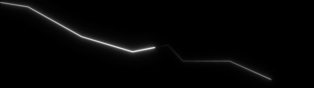 White Neon Downward Trend Line Graph on Black chart