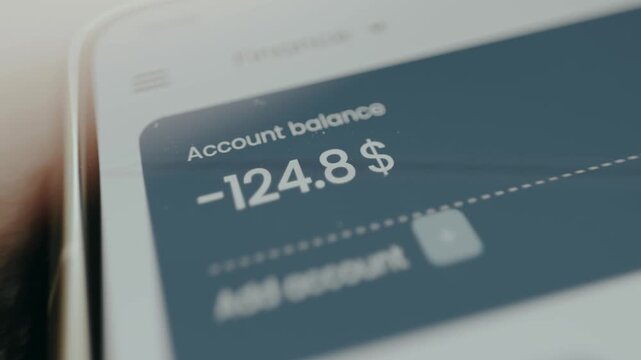 Negative account balance of minus 124 US Dollars